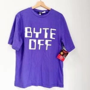 T-Shirt Adult Dustin Byte Off Stranger Things NWT XS 100% Cotton Purple